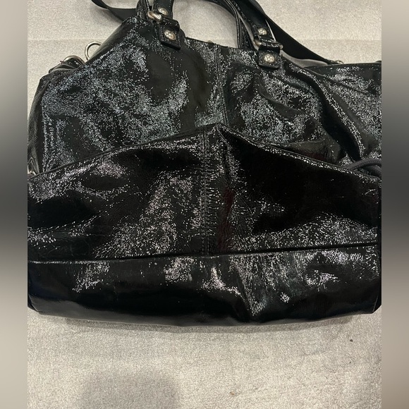 Coach Poppy Black Patent Leather Women's Hobo Tote Bag - Picture 5 of 11